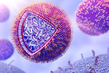 A digital artwork of a liposome containing mRNA as used in vaccines