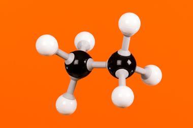 An image showing an ethane molecular model