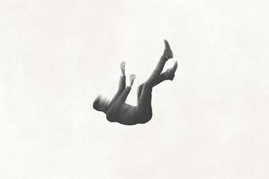 Falling faceless man