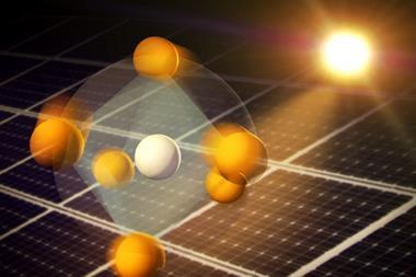 Illustration showing how atoms in perovskite materials respond to light