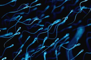 A digital artwork of human sperm