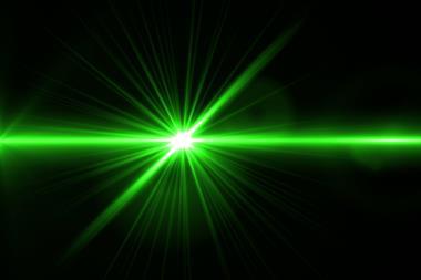 An image of green laser light