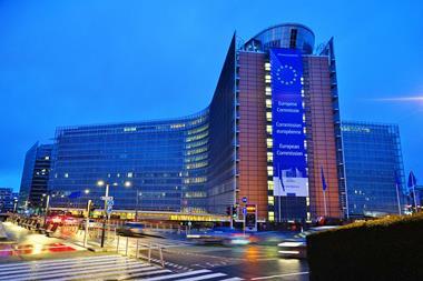 The building of the European Commission at night