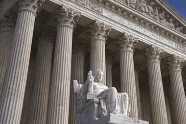 Supreme Court Building in Washington, DC - close-up of 'Equal justice under law'