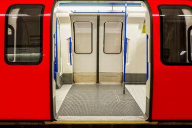 inside view of London Underground, Tube Station, train stopped opening the door
