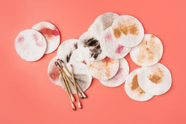 Pads and cotton buds with makeup that has been removed