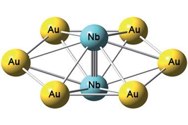 Niobium-gold compound showing the niobium triple bond