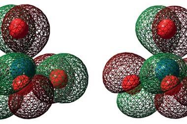 Frontier orbitals of [IrO4]+ (left), which scientists recently synthesised, and predicted [PtO4 ]2+ (right)