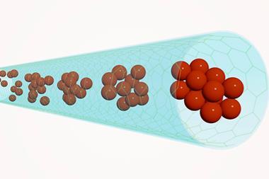A graphic illustration showing crystallisation in a nanotube
