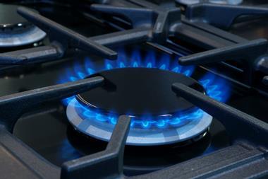 Natural gas flame on a hob