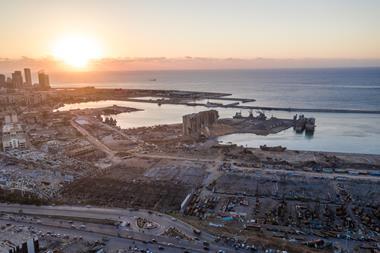 An aerial view of the Beirut explosion