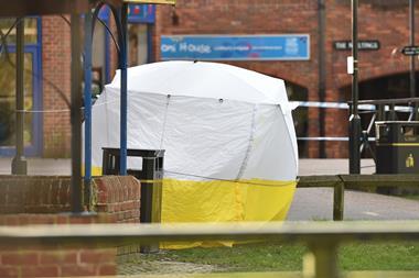 Image depicting the tent which Police put up in Salisbury upon discovery of the Skripals who had been poisioned