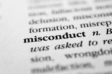 Dictionary entry for the word 'Misconduct'