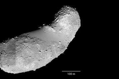 An image showing asteroid Itokawa