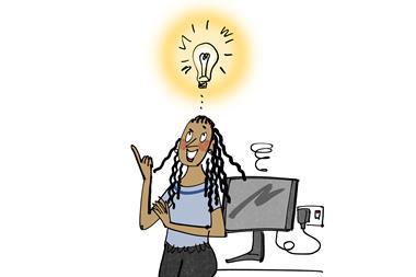 Woman with lightbulb above her head