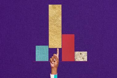Hand raising bar on a bar chart
