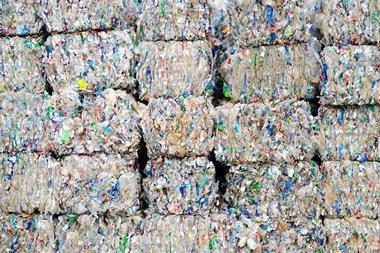 picture of recycled plastic waste pressed to bales