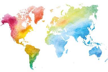 Coloured map of the world