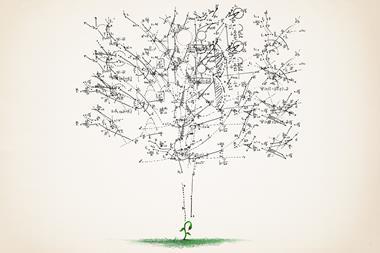 A young plant with mathematical formula forming a tree