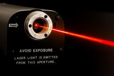 A lab laser with warning label