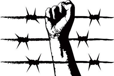 Fist and barbed wire