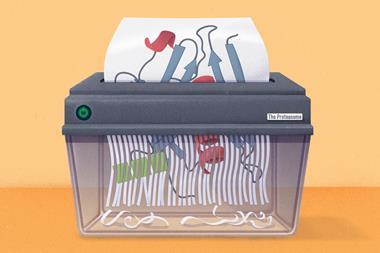 Paper shredder shredding a protein structure