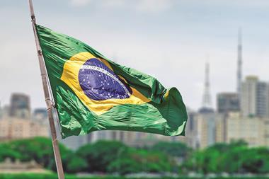 Flag of Brazil in Sao Paulo