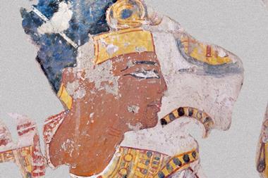 An ancient Egyptian painting of a ruling man's face