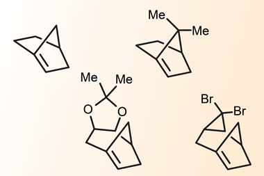 Four chemical stuctures of Olefins which include a carbon ring