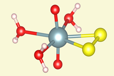 An image showing the computed isolated uranyl(VI)–persulfide species