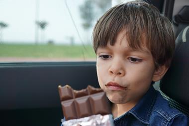 A picture of a child eating chocolate