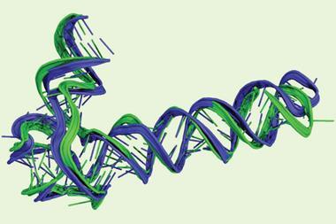 A digital image of a helical RNA structure