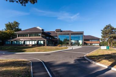 The exterior of a modern science building