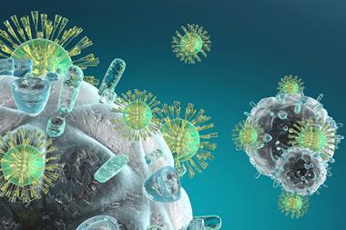 A 3D Illustration of Immune System cells attacking a HIV Virus