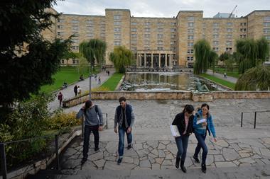 Students in front of German university