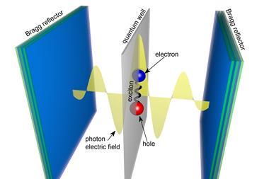 An image showing an exciton polariton in a microcavity