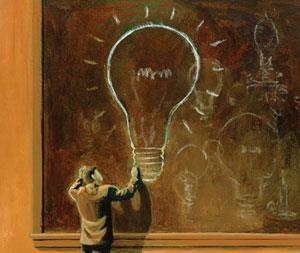 idea bulb on blackboard