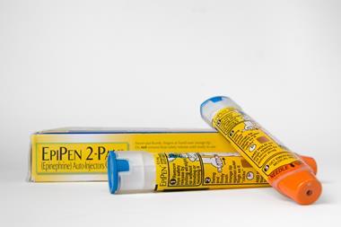 A photograph of two Epipen autoinjectors