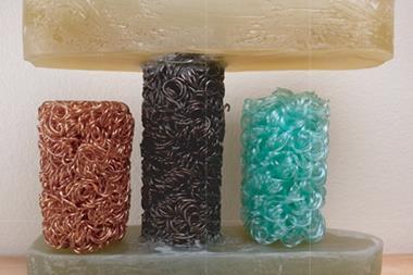 Entangled wire coils made of Cu, Ni-Ti and polyamide