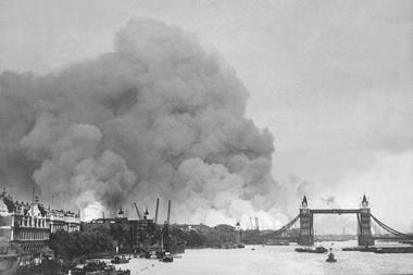 Blitz's poisonous legacy lives on in modern day London: The first mass German air raid on London, during World War 2. Tower Bridge stands out against a background of smoke and fires. Sept. 7, 1940.