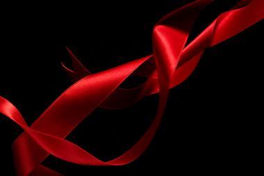 A long red satin ribbon