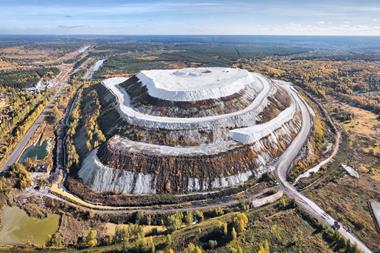 An image showing the White Mountain - large open air phosphogypsum waste storage near Voskresensk, Moscow oblast, Russia
