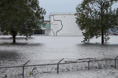 The Arkema Inc. chemical plant in Crosby, Texas surrounded by floodwaters from tropical storm Harvey