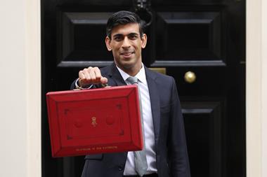 An image showing Rishi Sunak presenting the annual budget