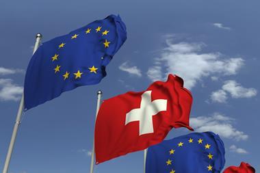 An image showing EU and Swiss flags