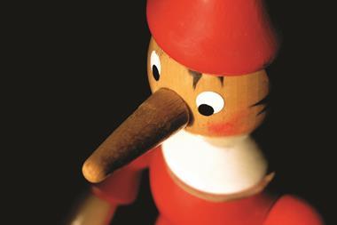 Wooden Pinocchio doll close-up