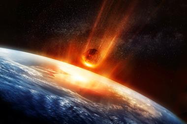 An image showing an asteroid hitting Earth