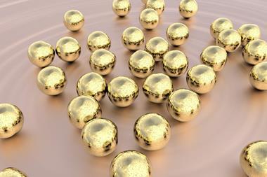 3D illustration of randomly assembled gold nanoparticles