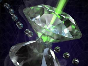 Metallic hydrogen created in a diamond anvil - concept art
