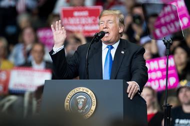 An image showing Donald Trump giving a speech